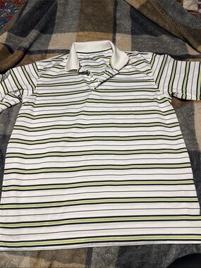 Men’s Tommy Armour White Striped Polo Shirt - Classic Short Sleeve